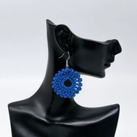Handcrafted Crochet Hoop Earrings – Modern Patterns & Elegant Colors - Navy Crochet Earrings