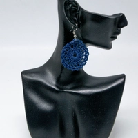 Handcrafted Crochet Hoop Earrings – Modern Patterns & Elegant Colors - Navy Crochet Earrings