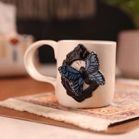 Hand-painted Butterfly Ceramic Mug - Unique Artisan Coffee Cup