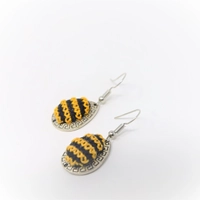 Embroidered Teardrop Earrings: Yellow and Black