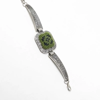 Embroidered Cuff Bracelet: Green 