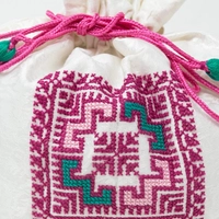 White Embroidered Coin Purse in Fuchsia - Different Sizes - Small