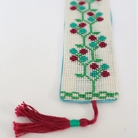 Embroidered Bookmark in Floral Green