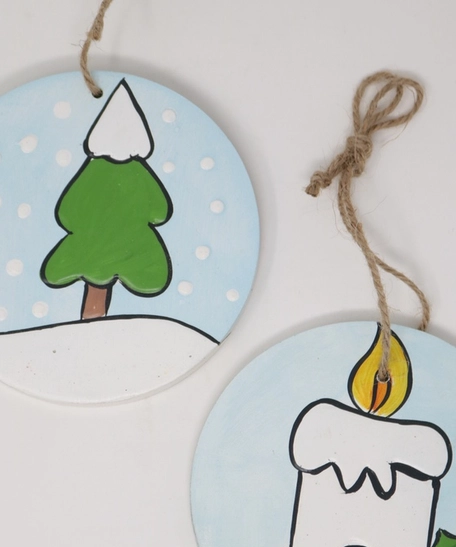 Candle and Tree Wooden Christmas Tree Ornaments 
