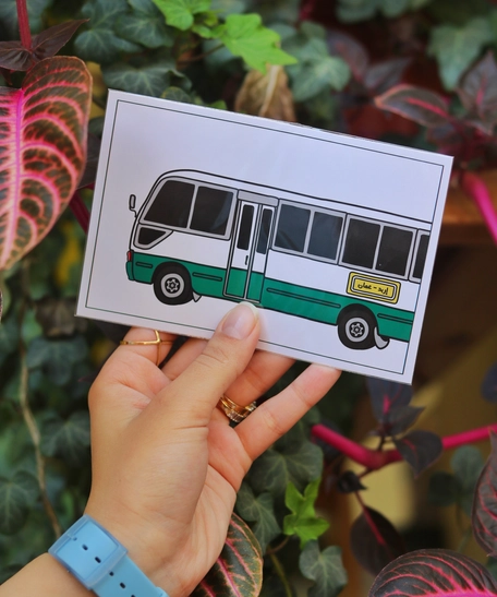 بطاقة بريدية بتصميم الباص