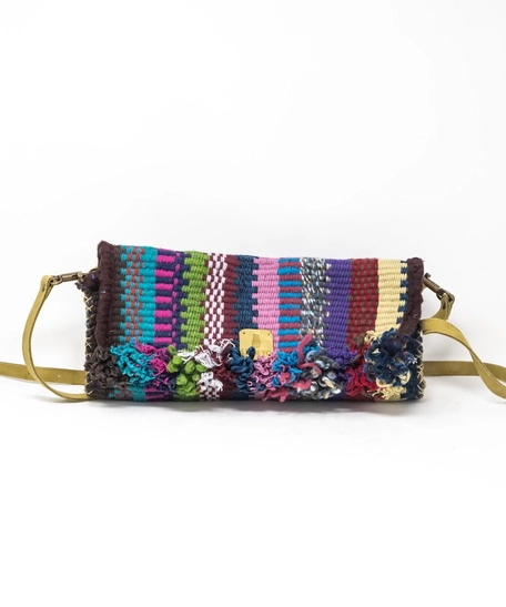 Woven Clutch with Leather - Purple