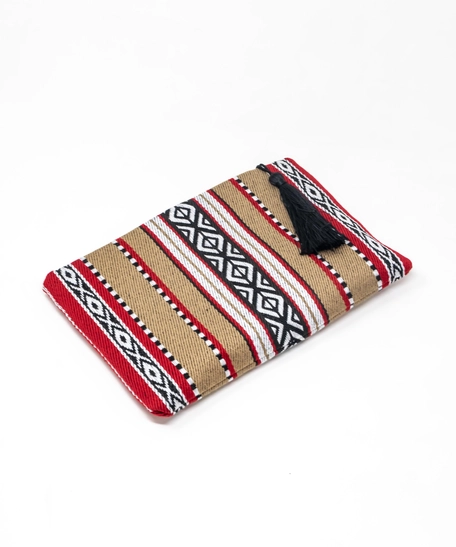 Embroidered Sadu Clutch Bag - Multi Colors - Black & White