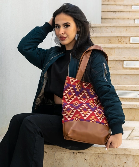 Beige Bedouin Style Tote Bag