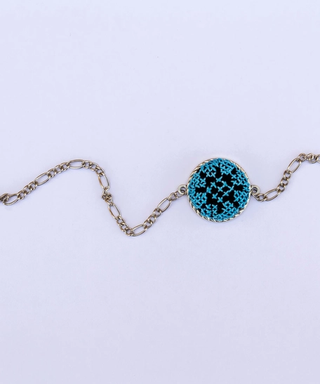 Blue Embroidered Bracelet