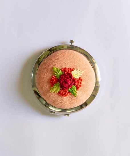 Embroidered Mirror - Baby Pink