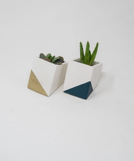 A Set of Two Plant Pots (Blue and Gold)