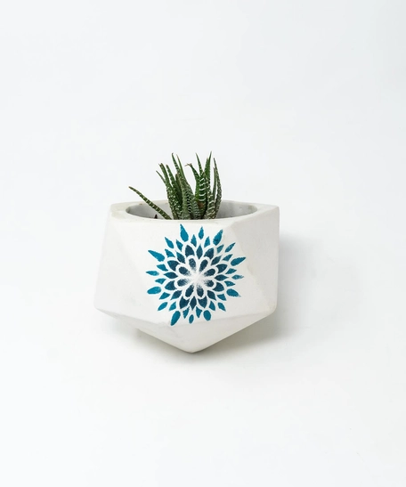 Geometric Plant Pot - Blue Decorations