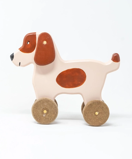 Wooden Dog Toy on Wheels