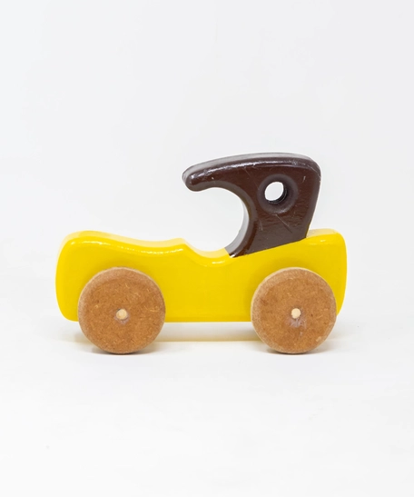 Wooden Yellow Car Toy