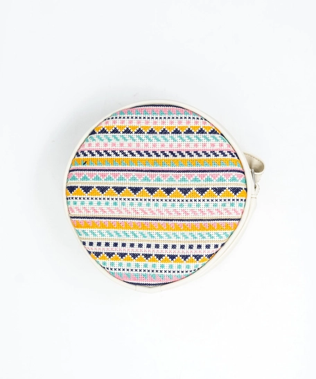 Circular Embroidered Purse - Large : Cream