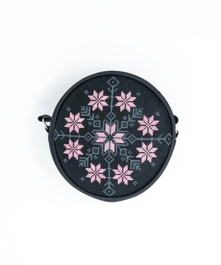Circular Embroidered Purse - Large : Black