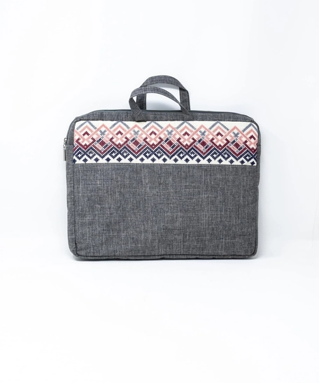 Embroidered Laptop Case - Grey