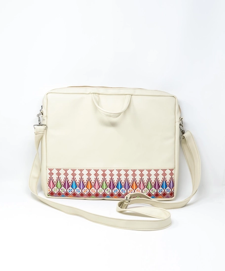 Embroidered Laptop Case - Ivory