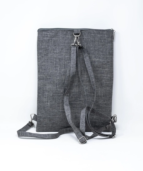 Embroidered Laptop Backpack - Grey