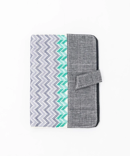 Grey Notebook with Mint and White Patterns