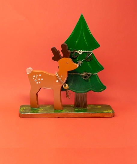 Wooden Deer and Tree Toy