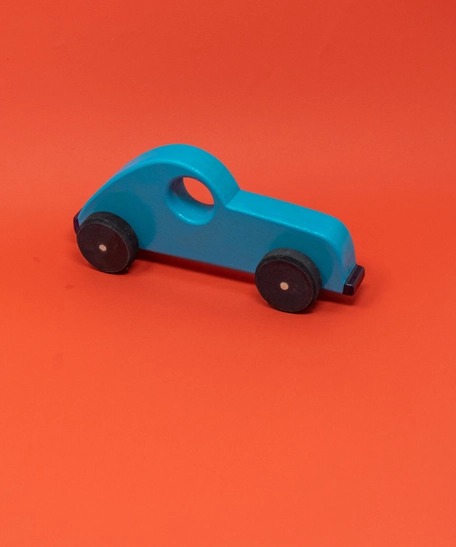 Blue Wooden Car