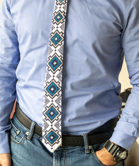 Embroidered Tie (Blue)