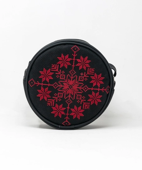 Circular Embroidered Purse (Red and Black)