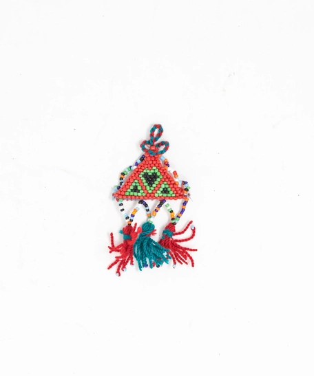 Mini Hand-Beaded Triangle Ornament (Red)