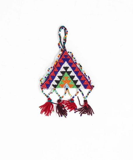 Hand-Beaded Triangle Ornament (Multicolor)