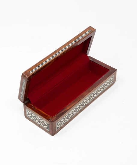 Rectangular Wooden Box: Blue Details