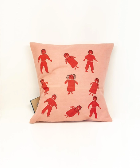 Pink Cushion - People Drawings 