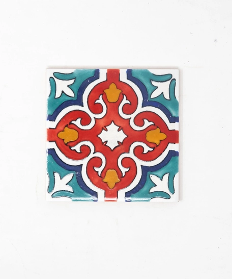 Decorative Ceramic Tile - Red Flower