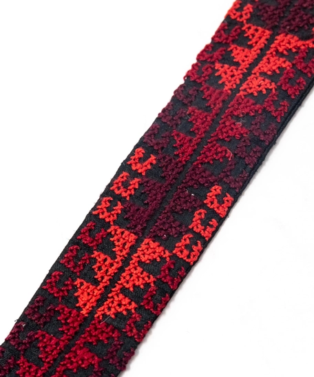 Black Fabric Bookmark with Red Peasant Embroidery