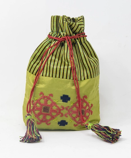 Green Embroidered Coin Pouch