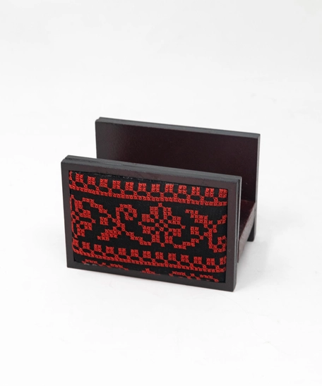 Red and Black Embroidered Cardholder - Large