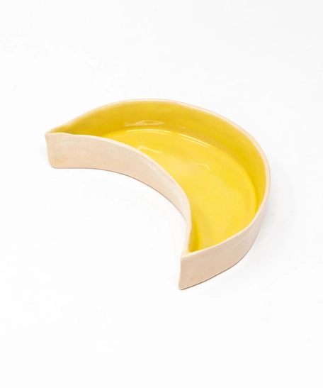 Ceramic Crescent Shaped Bowl - Yellow and Navy Blue - Yellow
