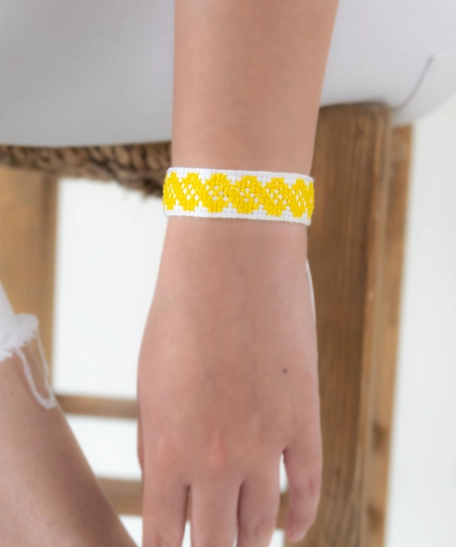 White and Yellow Embroidery Bracelet