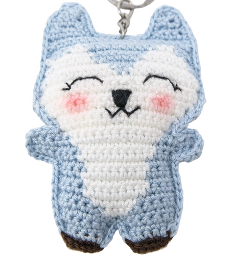 Adorable Fox Keychain in the Shape of a Fox - Blue