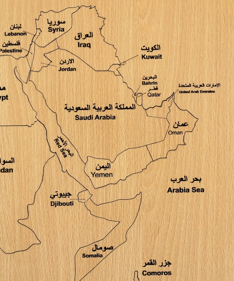 ديكور حائط خشب - خريطة الوطن العربي