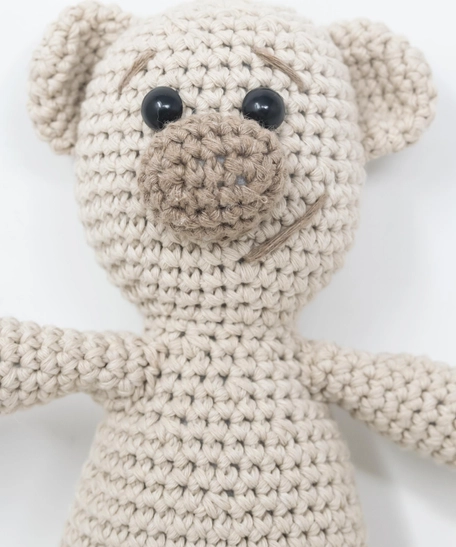 Crochet Beige Teddy Bear Door Security Stopper For Knobs