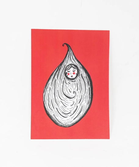 Red Child in Cocoon Postcard