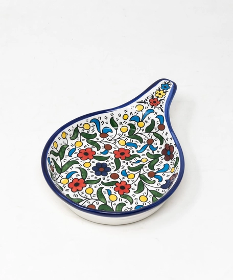 Round Ceramic Floral Bowl - Blue