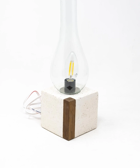 Electric Glass Lantern with Concrete Stand