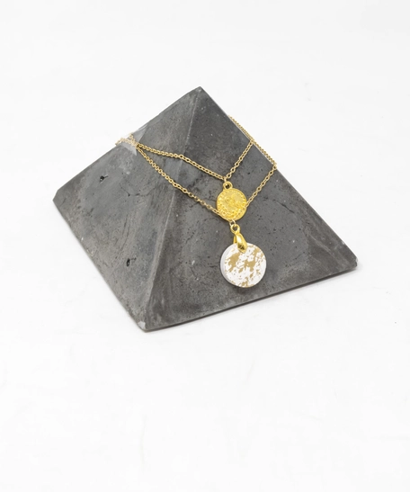 Concrete Necklace in White and Gold Plated with Italian Gold