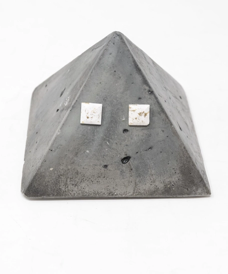 Square White and Gold Concrete Earrings