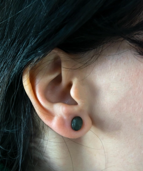 Oval Black Concrete Earrings