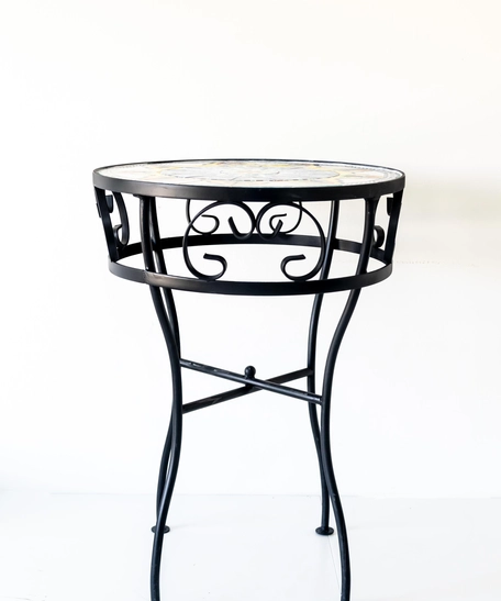 Islamic Geometric Handmade Ceramic Side Table - Black