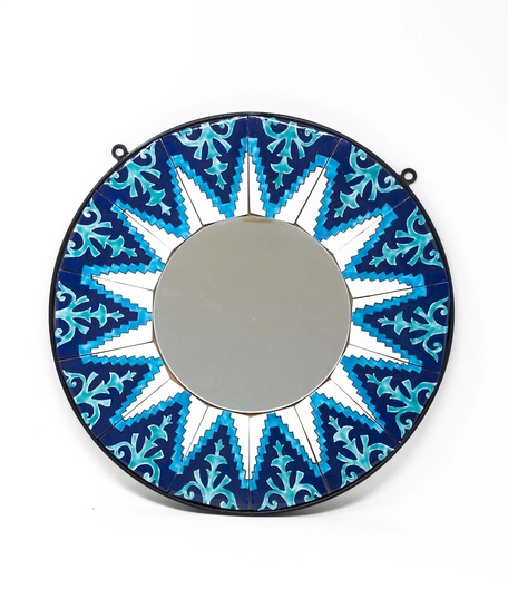 Decorative Wall Sun-shaped Mirror with Ceramic Frame