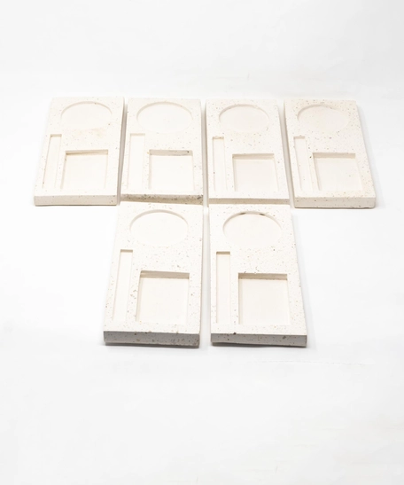 Set of Six Small White Concrete Serving Trays